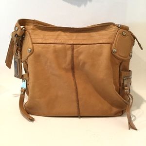 B. MAKOWSKY LARGE HONEY LEATHER HOBO BAG
